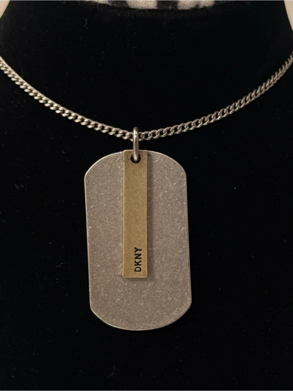 DKNY Chunky Two-Tone Dog Tag Necklace